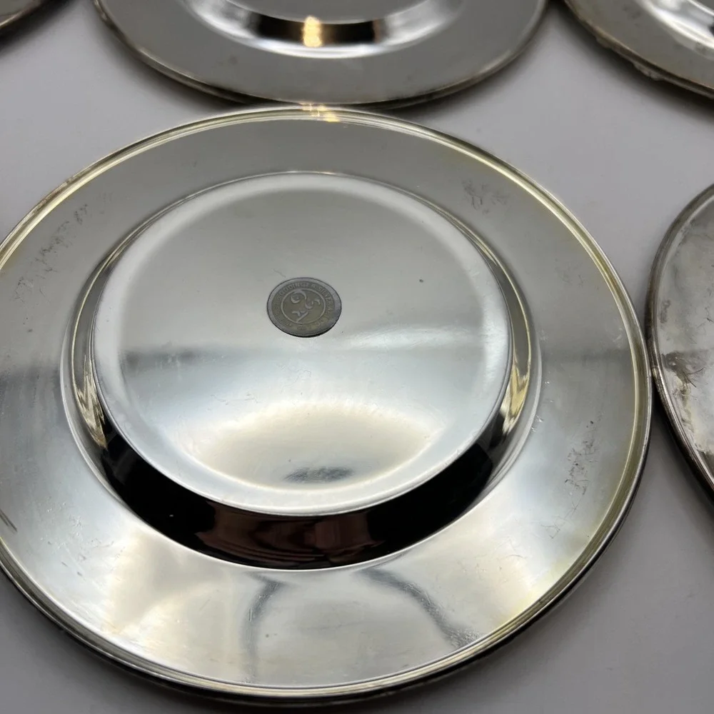 Set of 6 Vintage Godinger Silver Plate Grapevine Wine Coasters 5